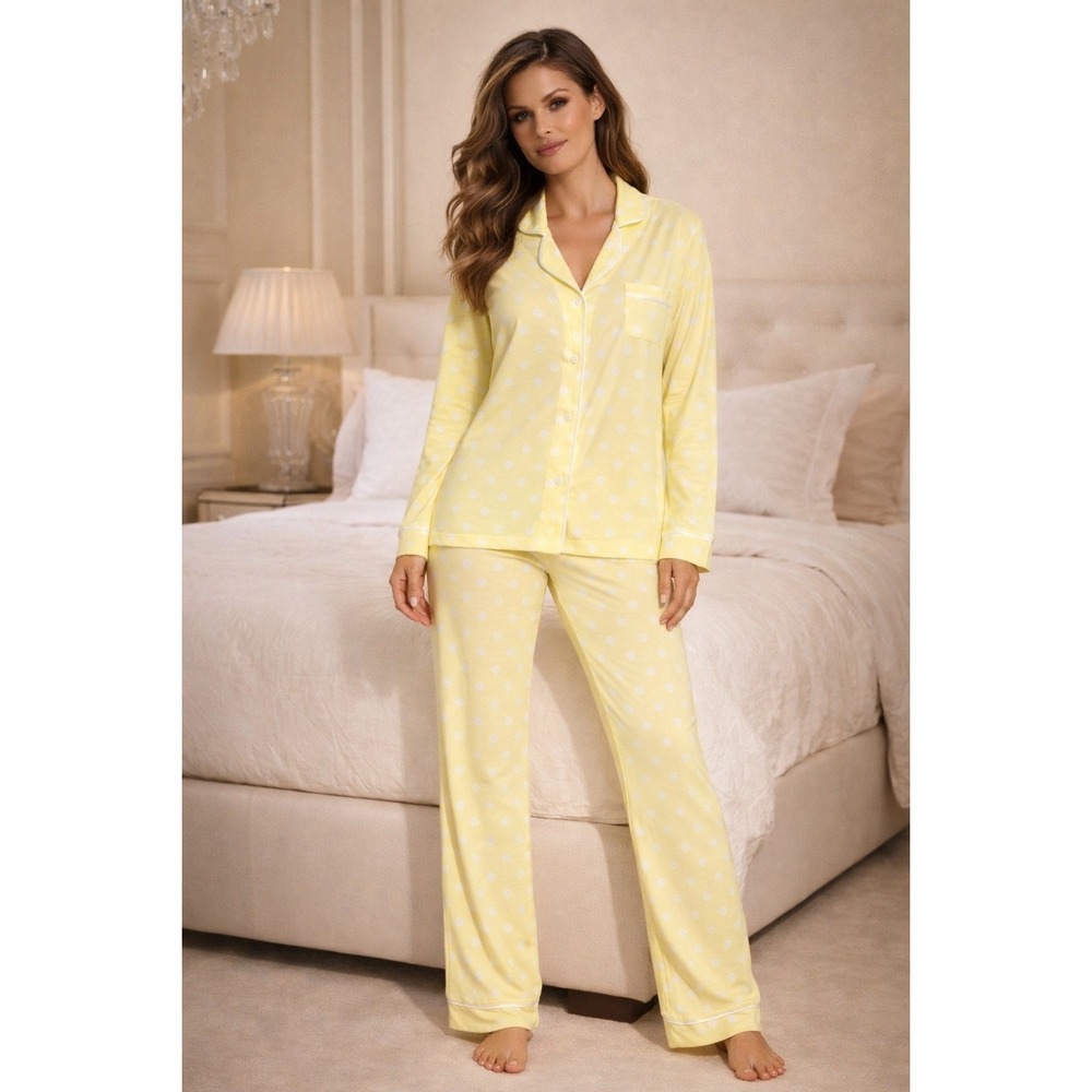 Cosabella Yellow Polka‎ Dot Pajama Set Size SP Soft Cotton Modal Sleepwear NEW